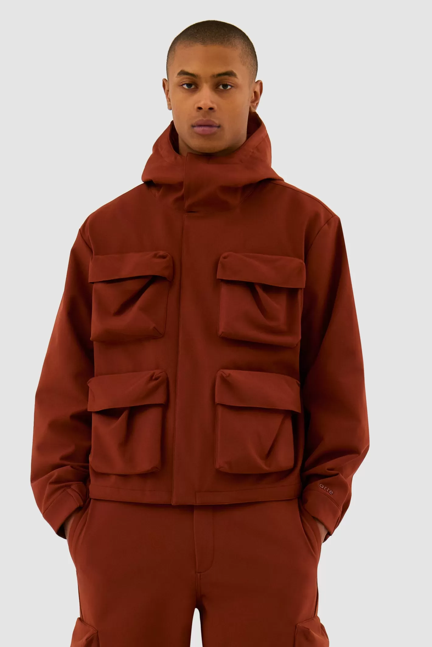 New 3D Pockets Hooded Nylon Jacket - Jackets | Co-ords